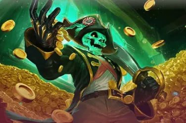 Tampilan permainan Captain's Bounty dengan tema maritim dan simbol harta karun
